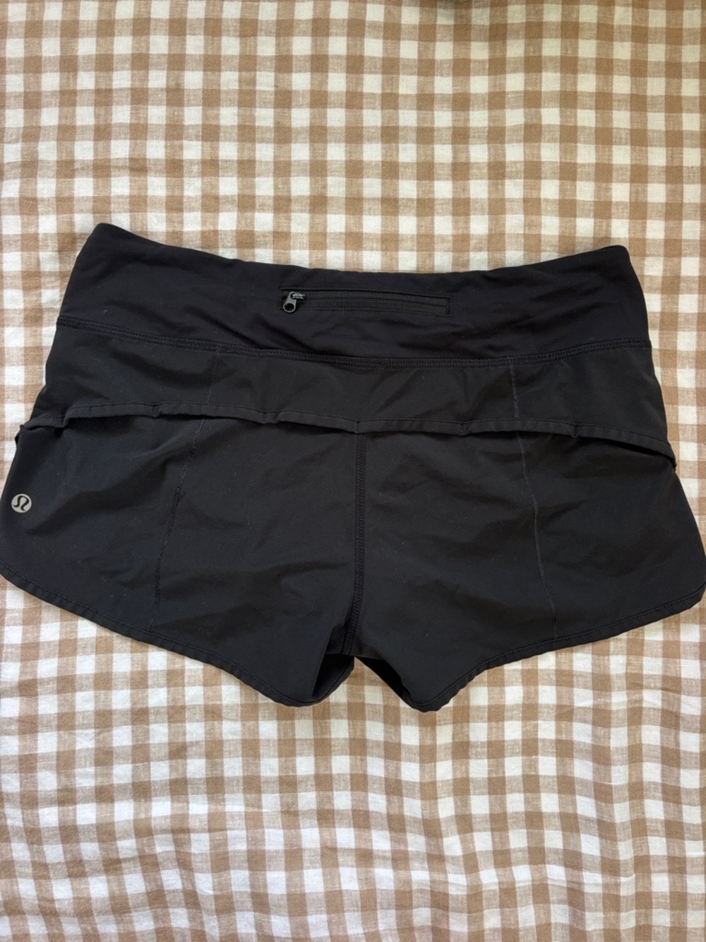lululemon Black Speed Up Running Shorts with Rear Zip Pocket